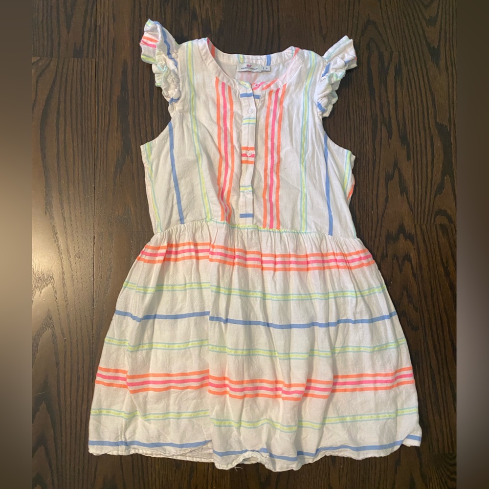 🍎 Vineyard Vines White Mini Dress with neon Stripes